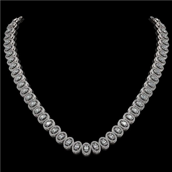 24.19 ctw Oval Cut Diamond Micro Pave Necklace 18K White Gold - REF-2092F6M