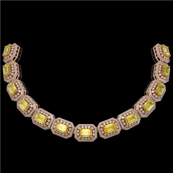 110.45 ctw Canary Citrine & Diamond Victorian Necklace 14K Rose Gold - REF-2357G6W