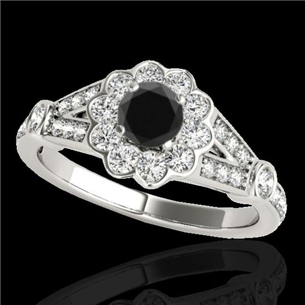 1.9 ctw Certified VS Black Diamond Solitaire Halo Ring 10k White Gold - REF-64Y4X