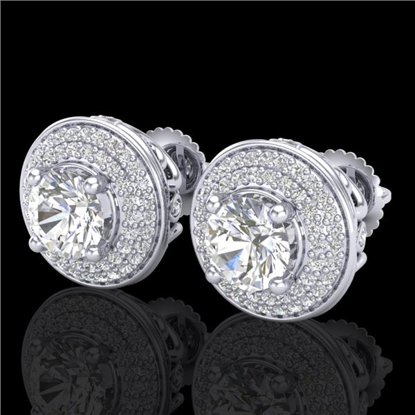 2.35 ctw VS/SI Diamond Solitaire Art Deco Stud Earrings 18k White Gold - REF-345K5Y