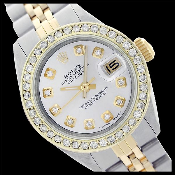 Rolex Men's Two Tone 14K Gold/SS, QuickSet, Diamond Dial & Diamond Bezel