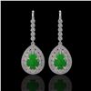 Image 1 : 8.15 ctw Jade & Diamond Victorian Earrings 14K White Gold - REF-241H6R