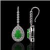 Image 2 : 8.15 ctw Jade & Diamond Victorian Earrings 14K White Gold - REF-241H6R