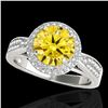 Image 1 : 2.15 ctw Certified SI/I Fancy Intense Yellow Diamond Ring 10k White Gold - REF-381N8F