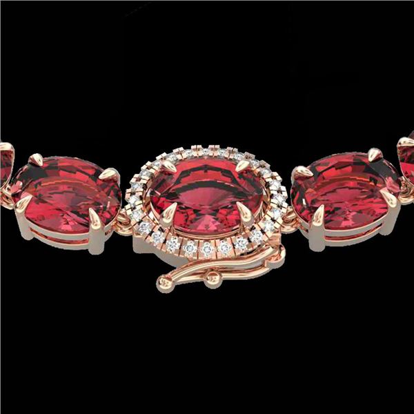 66 ctw Pink Tourmaline & VS/SI Diamond Micro Necklace 14k Rose Gold - REF-651F6M