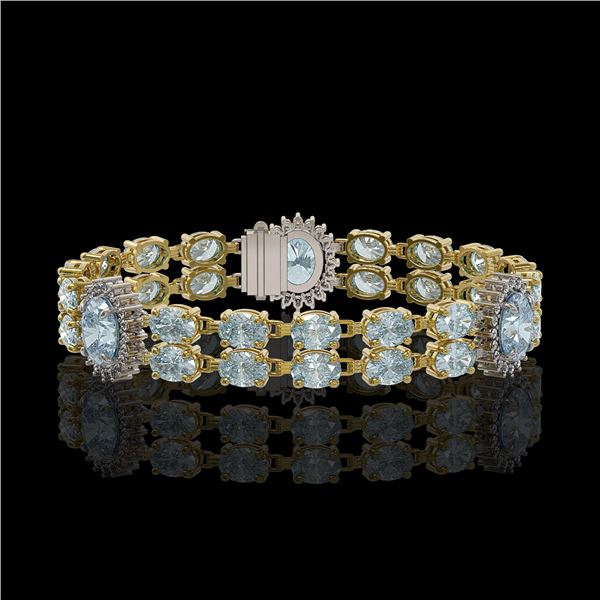 15.72 ctw Aquamarine & Diamond Bracelet 14K Yellow Gold - REF-254R5K