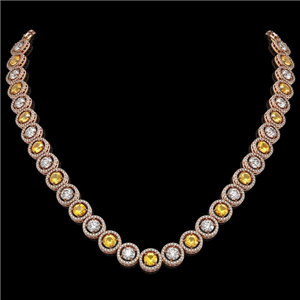 31.64 ctw Canary & Diamond Micro Pave Necklace 18K Rose Gold - REF-3354X5A