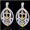 7 ctw Yellow Sapphire & Diamond Heart Earrings 18k White Gold - REF-418W2H