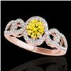 Image 1 : 1.38 ctw Certified SI/I Fancy Intense Yellow Diamond Ring 10k Rose Gold - REF-188A2N