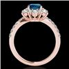 Image 2 : 2 ctw SI Certified Blue Diamond Solitaire Halo Ring 10k Rose Gold - REF-163H6R