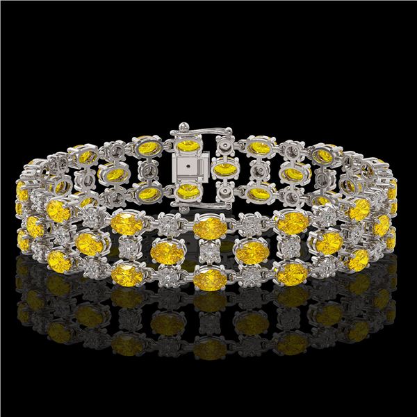 12.7 ctw Fancy Citrine & Diamond Row Bracelet 10K White Gold - REF-209X3A