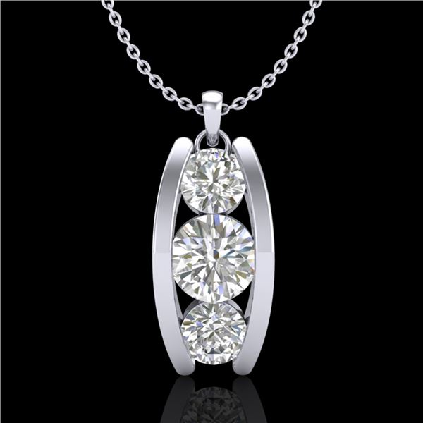 1.07 ctw VS/SI Diamond Solitaire Art Deco Stud Necklace 18k White Gold - REF-178H2R