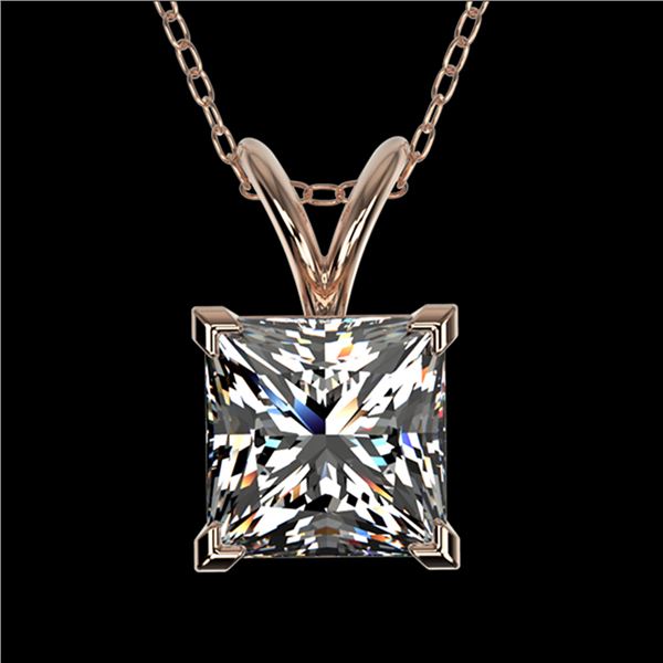 1.25 ctw Certified VS/SI Quality Princess Diamond Necklace 10k Rose Gold - REF-325G2W