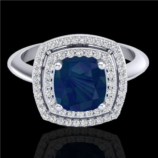 2.52 ctw Sapphire & Micro VS/SI Diamond Pave Ring 18k White Gold - REF-77K3Y