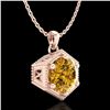 Image 3 : 0.82 ctw Intense Fancy Yellow Diamond Art Deco Necklace 18k Rose Gold - REF-218X2A