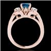 Image 2 : 1.45 ctw SI Certified Fancy Blue Diamond 3 Stone Ring 10k Rose Gold - REF-150M2G