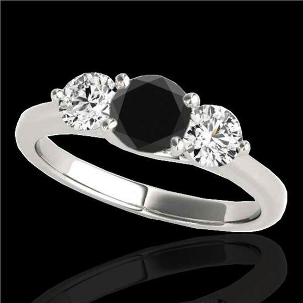 3 ctw Certified VS Black Diamond 3 Stone Solitaire Ring 10k White Gold - REF-135A2N