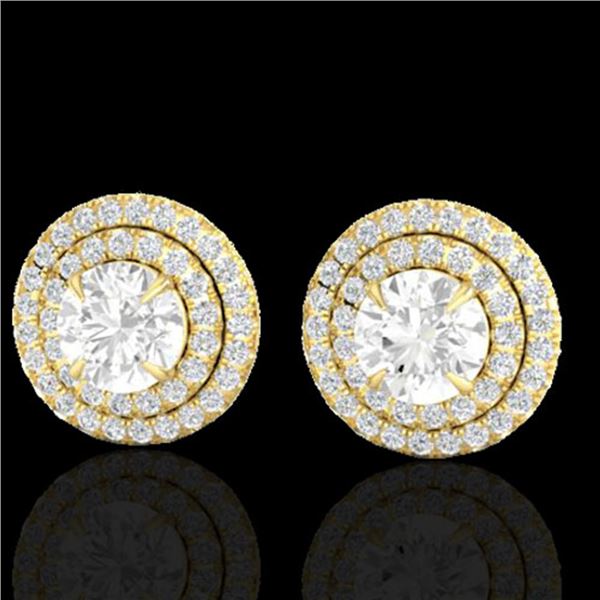 2 ctw Micro Pave VS/SI Diamond Certified Stud Earrings 18k Yellow Gold - REF-263R6K