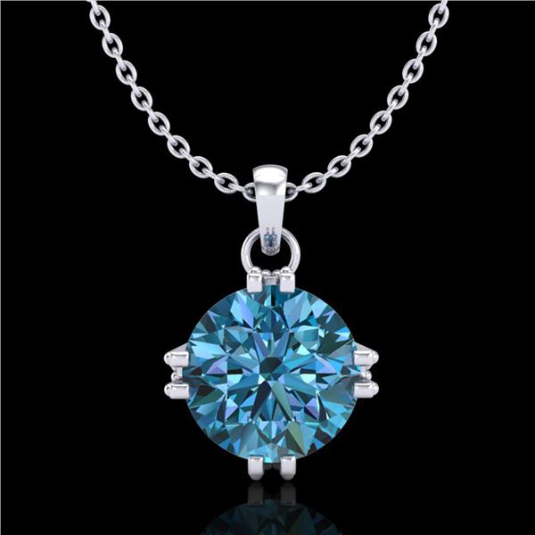 1 ctw Intense Blue Diamond Art Deco Stud Necklace 18k White Gold - REF-167G3W