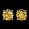 Image 1 : 1.92 ctw Certified Intense Yellow Diamond Stud Earrings 10k Yellow Gold - REF-294G5W