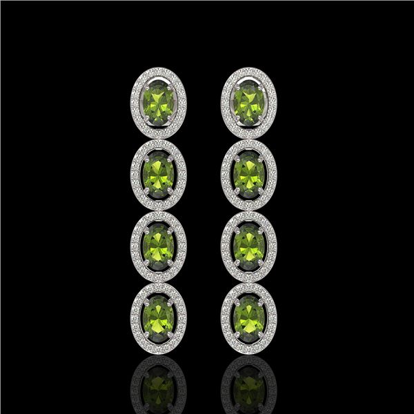 5.88 ctw Tourmaline & Diamond Micro Pave Halo Earrings 10k White Gold - REF-143R6K