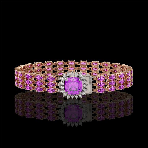 24.75 ctw Amethyst & Diamond Bracelet 14K Rose Gold - REF-281A8N