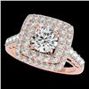 Image 1 : 2.3 ctw Certified Diamond Solitaire Halo Ring 10k Rose Gold - REF-286X4A