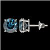 Image 2 : 2.50 ctw Certified Intense Blue Diamond Stud Earrings 10k White Gold - REF-228H3R