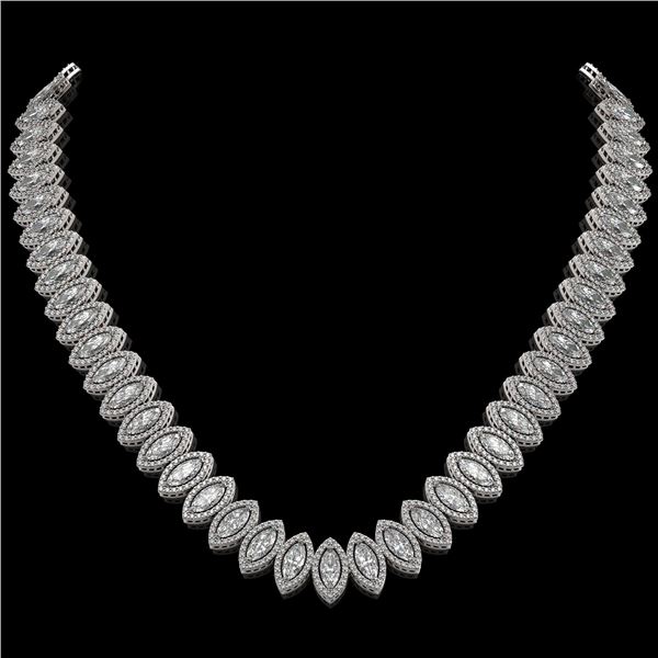 39.68 ctw Marquise Cut Diamond Micro Pave Necklace 18K White Gold - REF-5438A6N