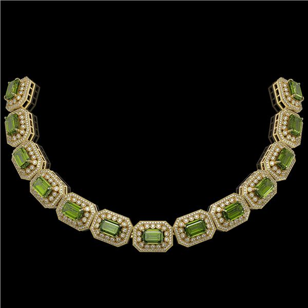 58.5 ctw Tourmaline & Diamond Victorian Bracelet 14K Yellow Gold - REF-1623M3G