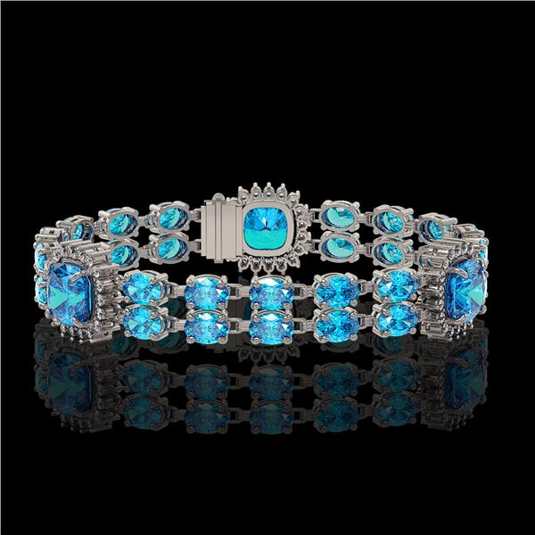 18.97 ctw Swiss Topaz & Diamond Bracelet 14K White Gold - REF-237K8Y