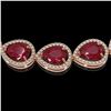 Image 3 : 64.01 ctw Ruby & Diamond Micro Pave Halo Necklace 10k Rose Gold - REF-854F5M