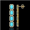 Image 2 : 11.13 ctw Turquoise & Diamond Micro Pave Halo Earrings 10k Yellow Gold - REF-145R6K