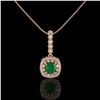 Image 2 : 2.55 ctw Certified Emerald & Diamond Victorian Necklace 14K Rose Gold - REF-100M2G