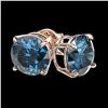 Image 3 : 2.11 ctw Certified Intense Blue Diamond Stud Earrings 10k Rose Gold - REF-181G6W