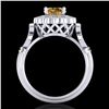 Image 3 : 1.2 ctw Intense Fancy Yellow Diamond Art Deco Ring 18k White Gold - REF-290G9W