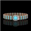 Image 1 : 22.19 ctw Turquoise & Diamond Bracelet 14K Rose Gold - REF-281X8A