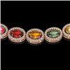 Image 3 : 31.96 ctw Multi Color Sapphire & Diamond Micro Pave Necklace 10k Rose Gold - REF-674X4A