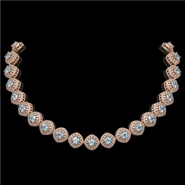 72.27 ctw Aquamarine & Diamond Victorian Necklace 14K Rose Gold - REF-1800X2A