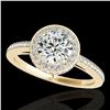 Image 1 : 1.55 ctw Certified Diamond Solitaire Halo Ring 10k Yellow Gold - REF-197Y8X