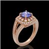 Image 2 : 2.74 ctw Certified Tanzanite & Diamond Victorian Ring 14K Rose Gold - REF-101W8H