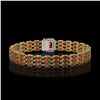Image 3 : 21.51 ctw Garnet & Diamond Bracelet 14K Yellow Gold - REF-318W2H