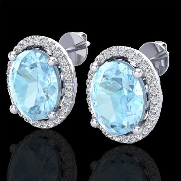 5 ctw Aquamarine & Micro Pave VS/SI Diamond Earrings 18k White Gold - REF-102X8A