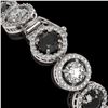 Image 3 : 13.96 ctw Black & Diamond Micro Pave Bracelet 18K White Gold - REF-1071X3A