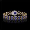 Image 3 : 19.85 ctw Sapphire & Diamond Bracelet 14K Yellow Gold - REF-245W5H