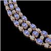 Image 3 : 58.85 ctw Tanzanite & Diamond Necklace 10K Rose Gold - REF-709H3R