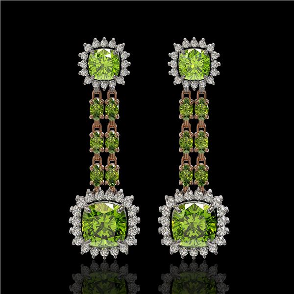 19.88 ctw Peridot & Diamond Earrings 14K Rose Gold - REF-290W9H