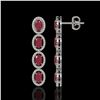 Image 2 : 6.47 ctw Ruby & Diamond Micro Pave Halo Earrings 10k White Gold - REF-143A6N