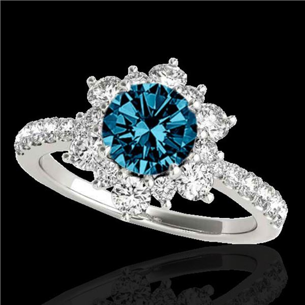 2.19 ctw SI Certified Fancy Blue Diamond Halo Ring 10k White Gold - REF-194W3H
