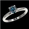 Image 2 : 0.77 ctw Certified Intense Blue Diamond Engagment Ring 10k White Gold - REF-67H5R